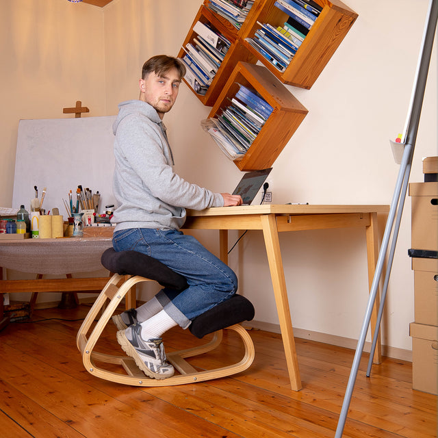 VILNO Ergonomic Kneeling Office Chair - Rocking Home & Work Wooden Computer  Desk Chairs, Back & Neck Spine Pain, Better Posture, Ergo Knee Support