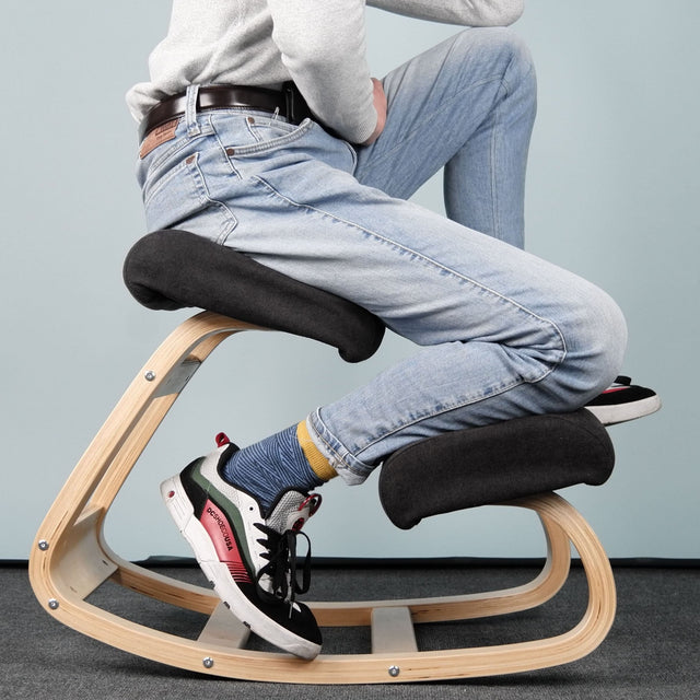  VILNO Ergonomic Kneeling Office Chair - Rocking Home & Work  Wooden Computer Desk Chairs, Back & Neck Spine Pain, Better Posture, Ergo  Knee Support Stool, Cross Legged Sitting (Black) : Home
